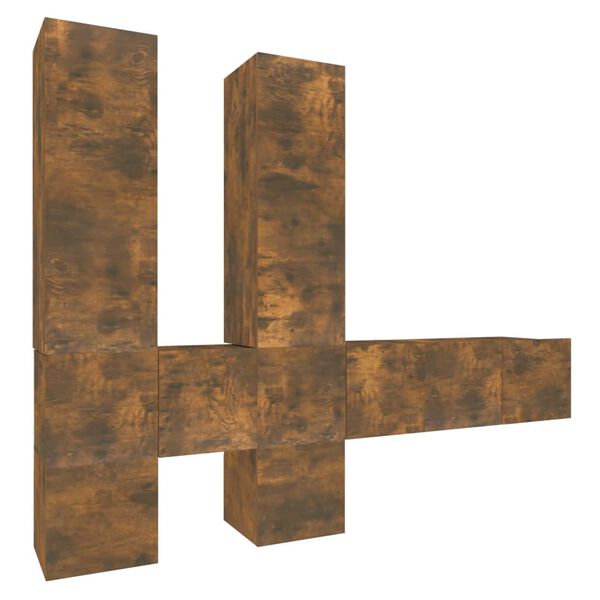 vidaXL Комплект ТВ шкафове от 7 части, опушен дъб, инженерно дърво