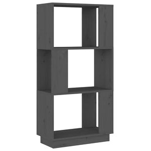 vidaXL Библиотека/разделител за стая, сива, 51x25x101 см, бор масив