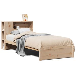 vidaXL Легло с рафтове за книги, без матрак, 75x190 см, бор масив