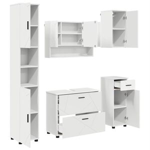 vidaXL Комплект мебели за баня 5 бр. Бяло 35 x 30 x 192 см