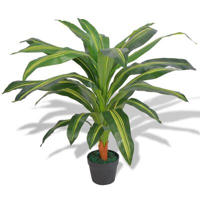 vidaXL Изкуствено растение драцена със саксия, 90 см, зелено