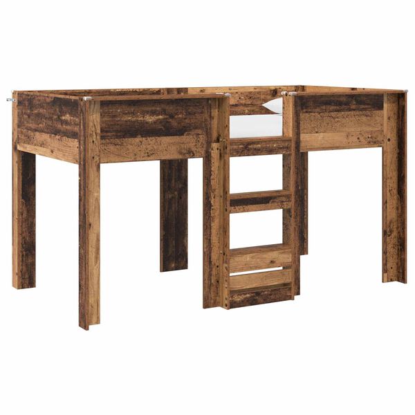 vidaXL Двуетажно легло за деца с матрак Старо дърво 100 x 200 cm