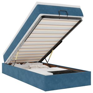 vidaXL Османска легло с матрак, тъмносиньо, 80x200 см, кадифе