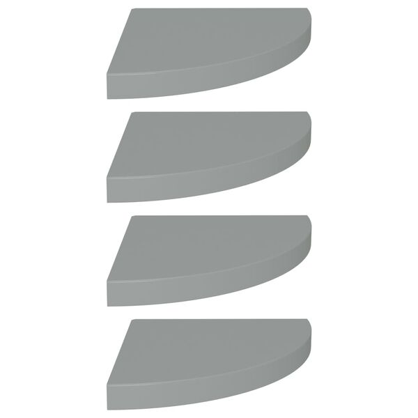 vidaXL Окачени ъглови рафтове, 4 бр, сиви, 35x35x3,8 см, МДФ