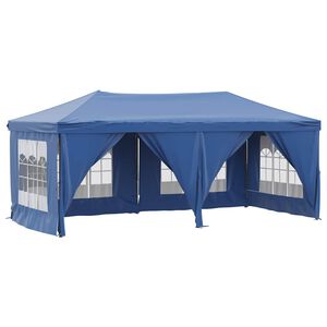 vidaXL Сгъваема парти палатка със странични стени, синя, 3x6 м