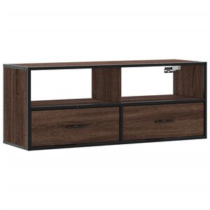 vidaXL ТB шкаф, кафяв дъб, 100x31x39,5 см, инженерно дърво и метал