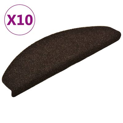 vidaXL Самозалепващи стелки за стъпала, 10 бр, тъмнокафяви, 65x21x4 см