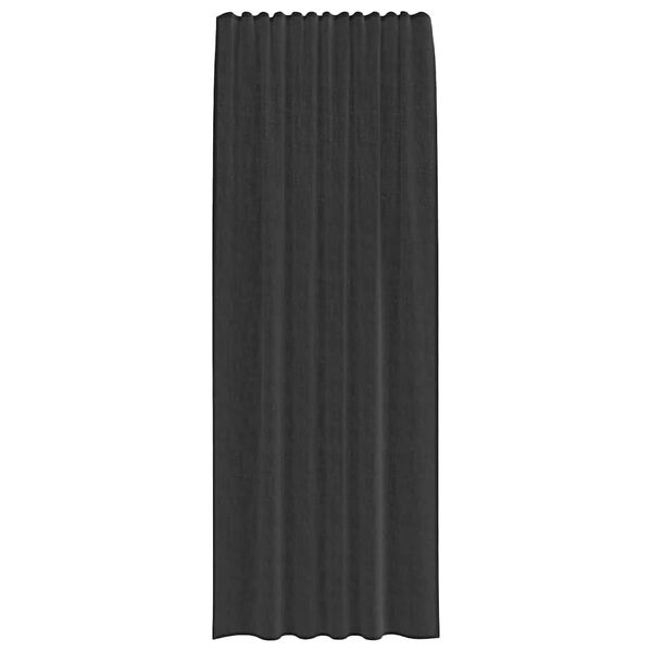 vidaXL Пердета от воал с прът джобове, 2 бр, черно