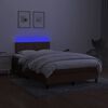 vidaXL Боксспринг легло с матрак и LED, тъмнокафяво, 120x200 см, плат
