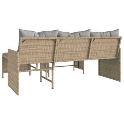 vidaXL Градински диван с маса и възглавници ъглов бежов микс полиратан