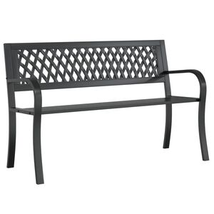 vidaXL Градинска пейка, черна, 120 см, стомана