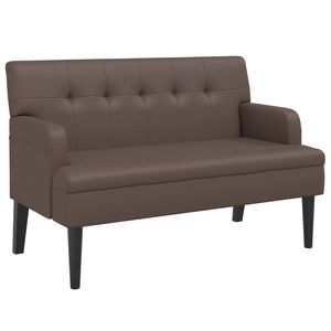 vidaXL Пейка с облегалка, кафява, 112x65,5x75 см, изкуствена кожа