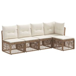 vidaXL Градински Софа Комплект 5 pcs Бежово полиратан