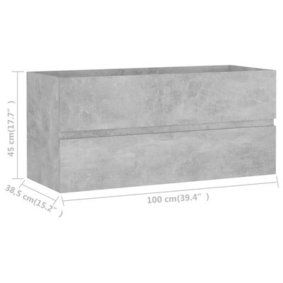 vidaXL Комплект мебели за баня от 2 части, бетонно сив, ПДЧ