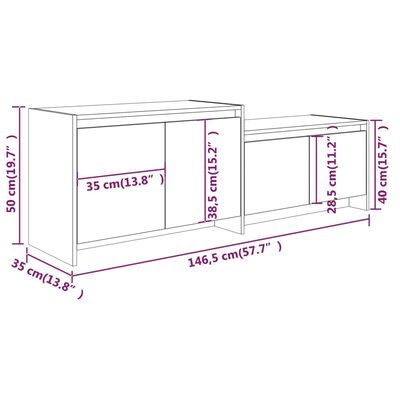 vidaXL ТВ шкаф, бетонно сив, 146,5x35x50 см, ПДЧ