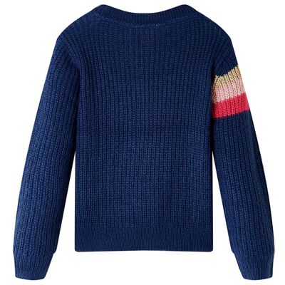 Детски плетен пуловер, нейви, 92