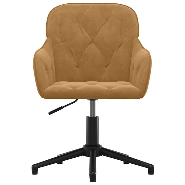 vidaXL Въртящ се офис стол, кафяв, кадифе