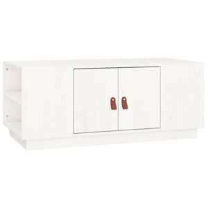 vidaXL Кафе маса, бяла, 100x50x41 см, борово дърво масив