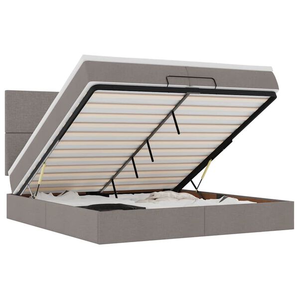 vidaXL Османска легло с матраци, таупе, 200x200 см, плат