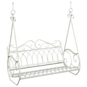 vidaXL Лавица с люлка Стомана 112 х 60 х 126,5 см Антично бяло