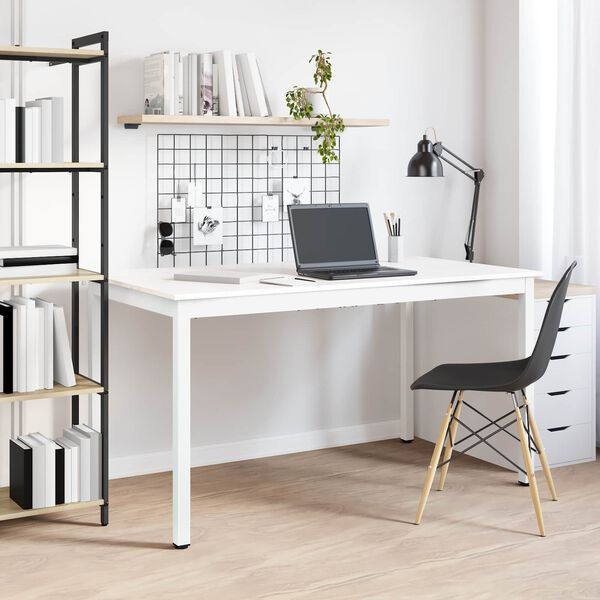 vidaXL Трапезна маса Бяло 140 x 80 x 75 cm Солидно борово дърво