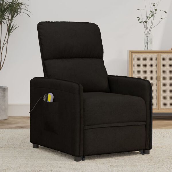 vidaXL Изправящ масажен стол, черен, микрофибърна тъкан