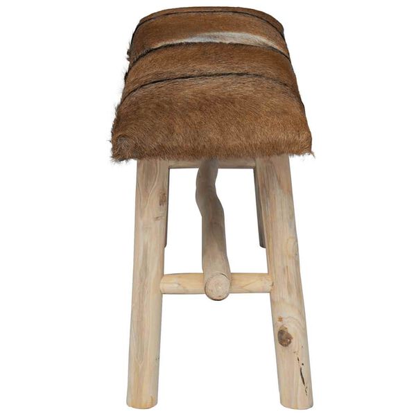 vidaXL Пейка от козя кожа и тиково дърво