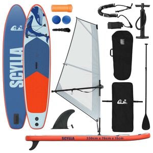 vidaXL Надуваем SUP борд с платно SCYLLA 330 x 76 x 15 см Синьо за