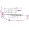 vidaXL Метална рамка за легло с горна табла, бяла, 120x200 см