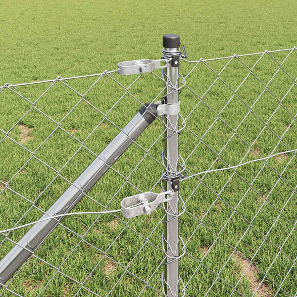 vidaXL Стълб за ограда. Сребрист 25 x 1 м (60 x 60 мм мрежа) Стомана