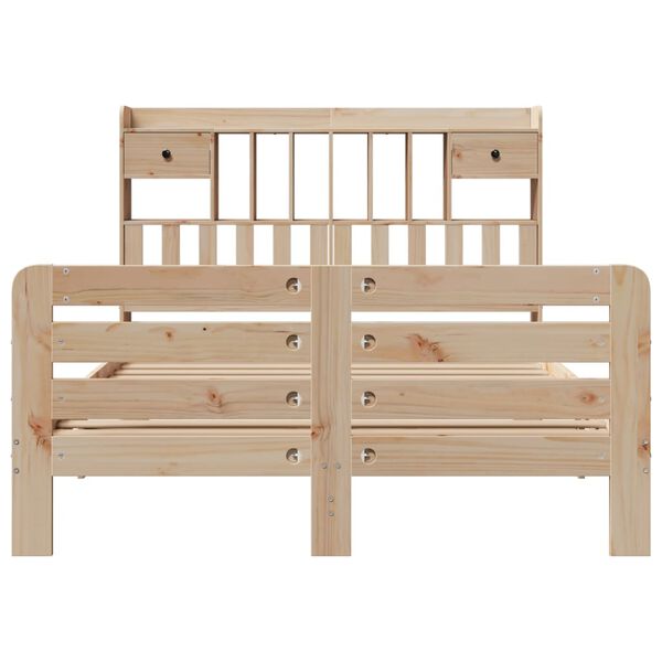 vidaXL Легло с етажерка за книги, без матрак, 160x200 см, бор масив