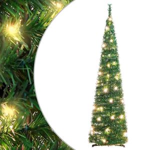vidaXL Изкуствена коледна елха 50 LED светлини зелена 120 см