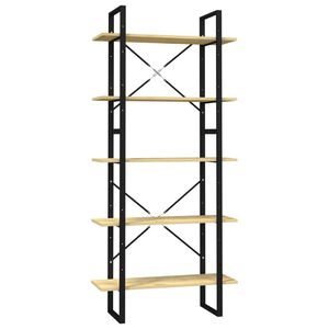 vidaXL 5-етажен шкаф библиотека, 80x30x175 см, борово дърво масив