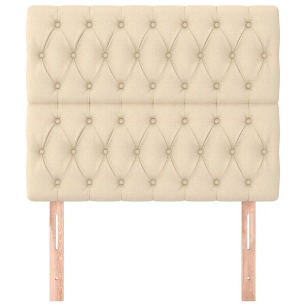 vidaXL Табла за легло, кремава, 100x7x118/128 см, плат