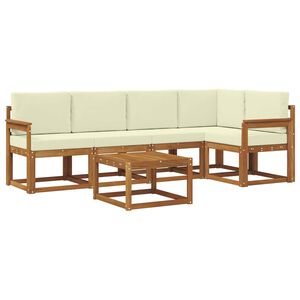 vidaXL Комплект дивани за открито 6 pcs Натурален и Крема