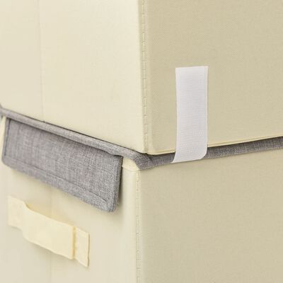 vidaXL Стифиращи кутии за съхранение от 3 части плат сиво и кремаво
