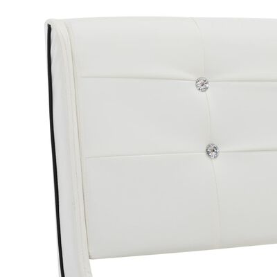 vidaXL Легло с матрак, бяло, изкуствена кожа, 90x200 см