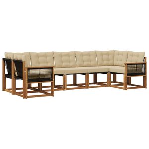 vidaXL Комплект дивани за открито 7 pcs Натурален и Бежов
