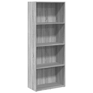 vidaXL Библиотека, сив сонома, 60x30x152 см, инженерно дърво