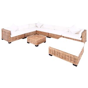 vidaXL Комплект мека мебел, 27 части, естествен ратан