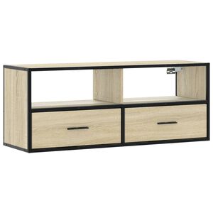 vidaXL ТB шкаф, сонома дъб, 100x31x39,5 см, инженерно дърво и метал