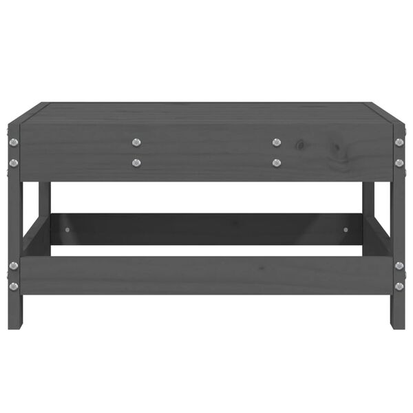 vidaXL Градинска табуретка, сива, борово дърво масив