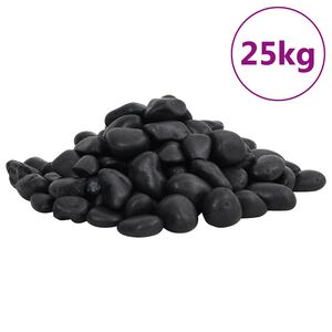 vidaXL Полирани камъчета 25 кг черни 2-5 см