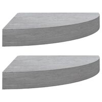 vidaXL Стенни ъглови рафтове, 2 бр, бетонно сиво, 35x35x3,8 см, МДФ