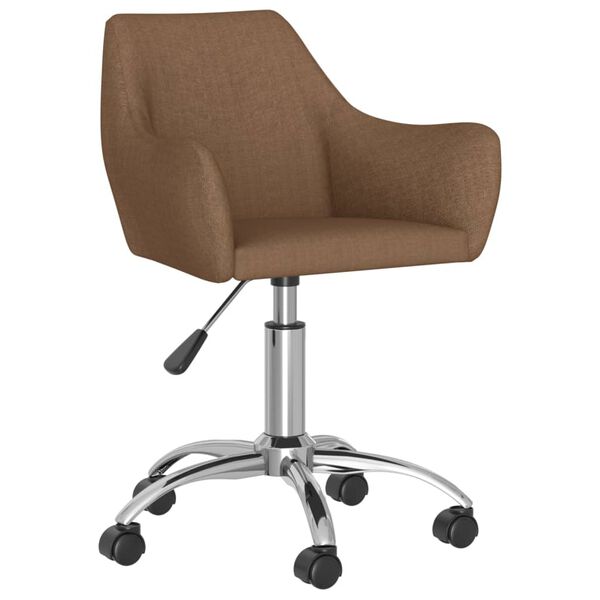 vidaXL Въртящ се офис стол, кафяв, текстил