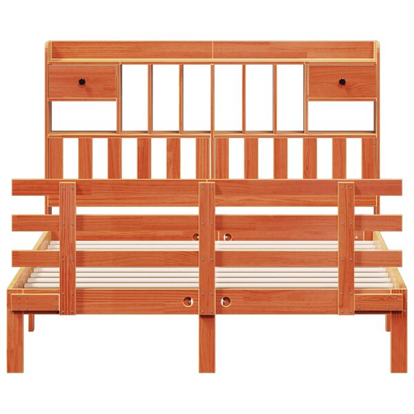 vidaXL Легло с етажерка за книги, без матрак, 150x200 см, бор масив