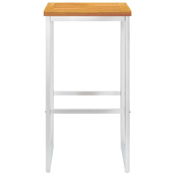 vidaXL Бар столове, 4 бр, акация масив и неръждаема стомана