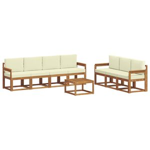 vidaXL Комплект дивани за открито 8 pcs Натурален и Крема