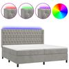 vidaXL Боксспринг легло с матрак и LED, светлосиво, 200x200 см, кадифе