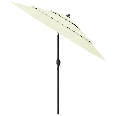 vidaXL Градински чадър на 3 нива с алуминиев прът, пясъчен, 2,5 м